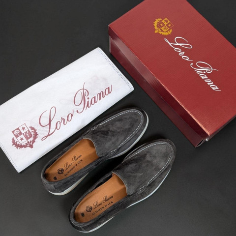 Лофери Loro Piana натуральна замша Темно СІРИЙ Lof006