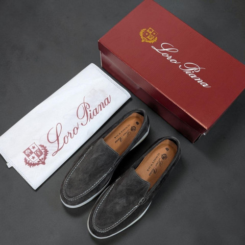 Лофери Loro Piana натуральна замша Темно СІРИЙ Lof006