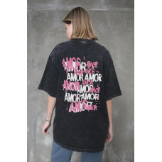 Жіноча Виварена Оверсайз Футболка Without Washed З Принтом Amor Black