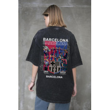 Жіноча Виварена Оверсайз Футболка Without Washed З Принтом Barcelona Black
