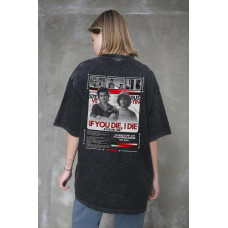 Жіноча Виварена Оверсайз Футболка Without Washed З Принтом Die Stranger Things Black