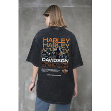 Жіноча Виварена Оверсайз Футболка Without Washed З Принтом Harley Black