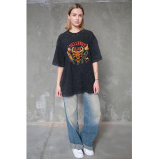 Жіноча Виварена Оверсайз Футболка Without Washed З Принтом Hellfire Club Black