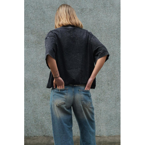 Жіноча Виварена Оверсайз Футболка Without Washed З Принтом Hello Black