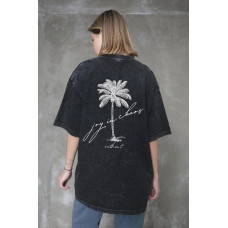 Жіноча Виварена Оверсайз Футболка Without Washed З Принтом Joy Palma Black
