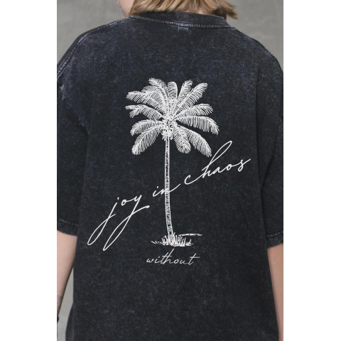 Жіноча Виварена Оверсайз Футболка Without Washed З Принтом Joy Palma Black
