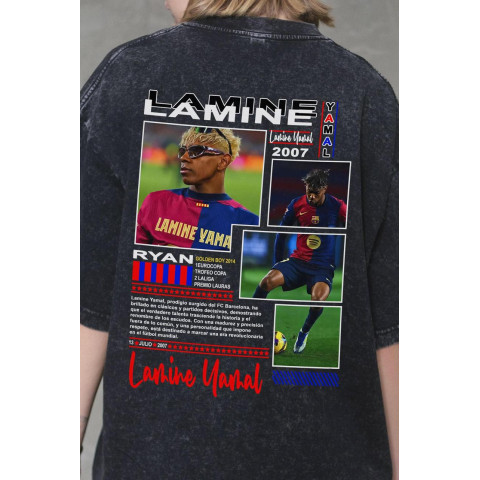 Жіноча Виварена Оверсайз Футболка Without Washed З Принтом Lamine Yamal Black