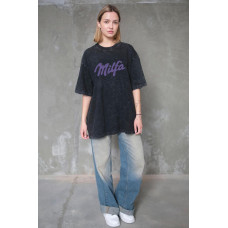 Жіноча Виварена Оверсайз Футболка Without Washed З Принтом Milfa Black
