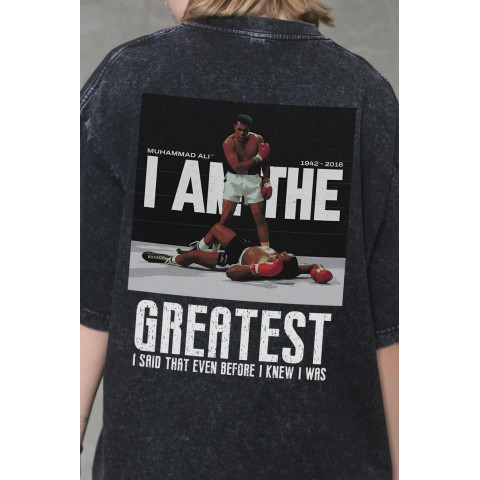 Жіноча Виварена Оверсайз Футболка Without Washed З Принтом Muhammad Ali Black