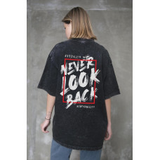 Жіноча Виварена Оверсайз Футболка Without Washed З Принтом Never Look Black