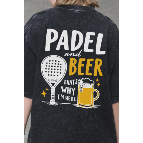 Жіноча Виварена Оверсайз Футболка Without Washed З Принтом Padel And Beer Black