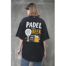 Жіноча Виварена Оверсайз Футболка Without Washed З Принтом Padel And Beer Black