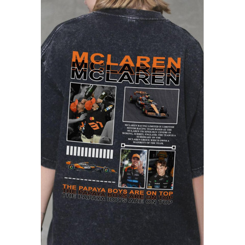 Жіноча Виварена Оверсайз Футболка Without Washed З Принтом Papaya Boys McLaren Black