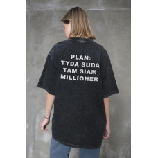 Жіноча Виварена Оверсайз Футболка Without Washed З Принтом Plan Black