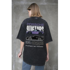 Жіноча Виварена Оверсайз Футболка Without Washed З Принтом Porsche Black