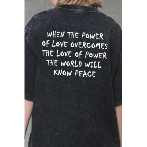 Жіноча Виварена Оверсайз Футболка Without Washed З Принтом Power Peace Black