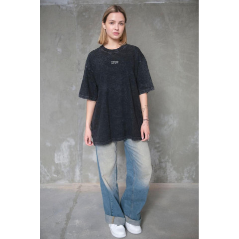 Жіноча Виварена Оверсайз Футболка Without Washed З Принтом Power Peace Black