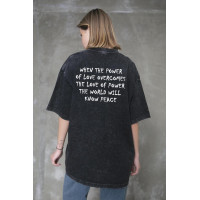 Жіноча Виварена Оверсайз Футболка Without Washed З Принтом Power Peace Black