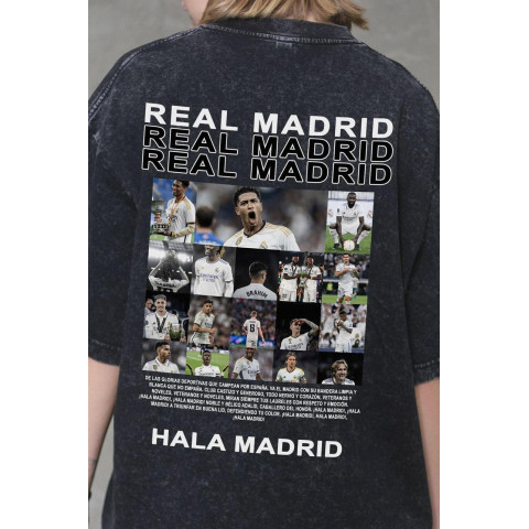 Жіноча Виварена Оверсайз Футболка Without Washed З Принтом Real Madrid Black