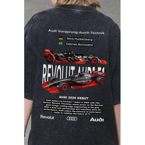 Жіноча Виварена Оверсайз Футболка Without Washed З Принтом Revolut Audi Black