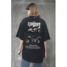 Жіноча Виварена Оверсайз Футболка Without Washed З Принтом S1000RR Black