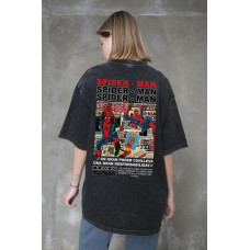 Жіноча Виварена Оверсайз Футболка Without Washed З Принтом Spider-Man Black