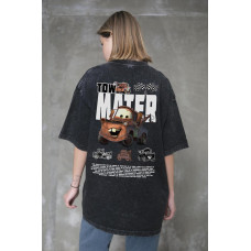 Жіноча Виварена Оверсайз Футболка Without Washed З Принтом Tow Mater Black