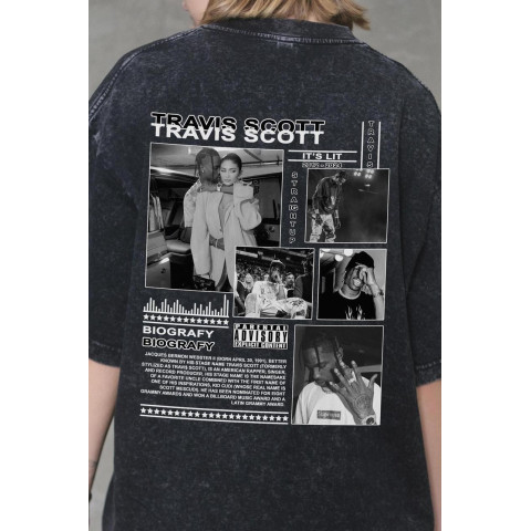 Жіноча Виварена Оверсайз Футболка Without Washed З Принтом Travis Black