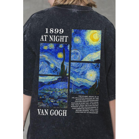 Жіноча Виварена Оверсайз Футболка Without Washed З Принтом Van Gogh Black