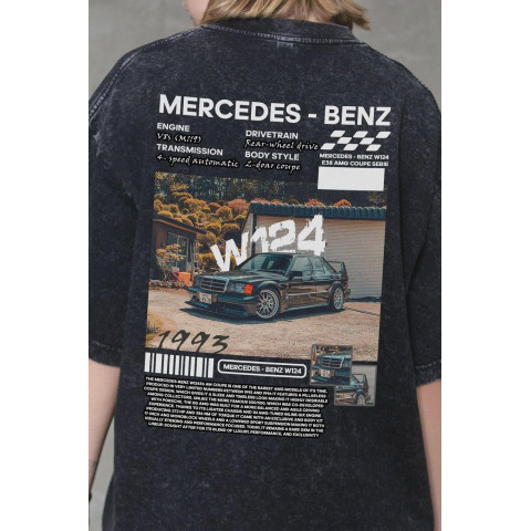 Жіноча Виварена Оверсайз Футболка Without Washed З Принтом W124 Mercedes-Benz Black