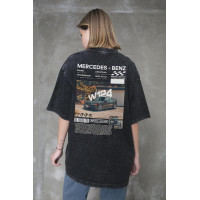 Жіноча Виварена Оверсайз Футболка Without Washed З Принтом W124 Mercedes-Benz Black