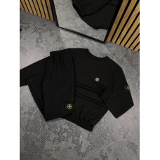 Костюм Stone Island чорний(Світшот+штани)