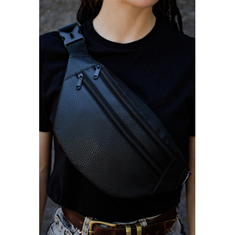 Жіноча Бананка Without Шкіряна Крокодил Diamond Чорна