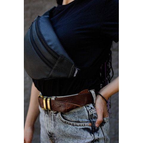 Жіноча Бананка Without Шкіряна Крокодил Diamond Чорна