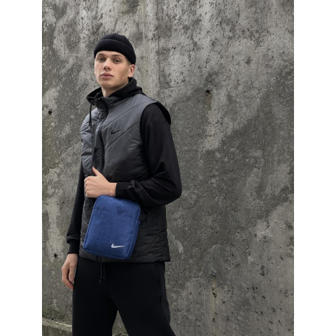 Барсетка синій меланж Nike з білим логотипом