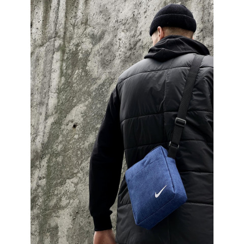Барсетка синій меланж Nike з білим логотипом