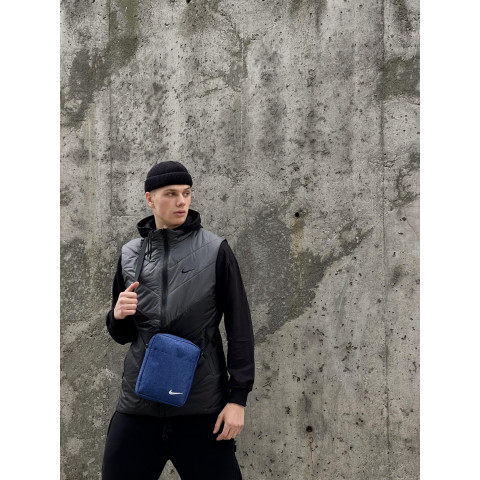 Барсетка синій меланж Nike з білим логотипом