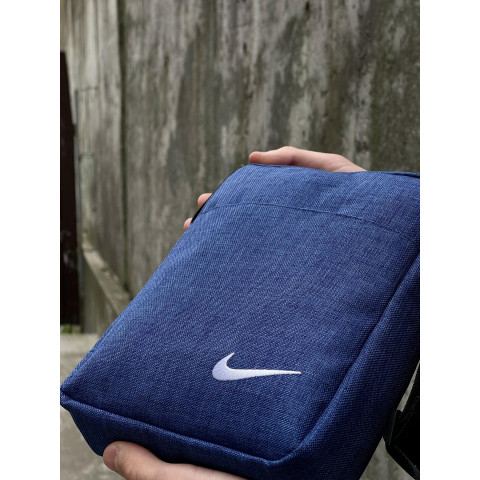 Барсетка синій меланж Nike з білим логотипом