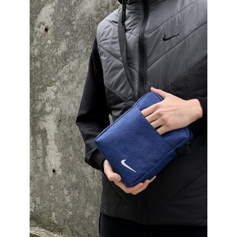 Барсетка синій меланж Nike з білим логотипом
