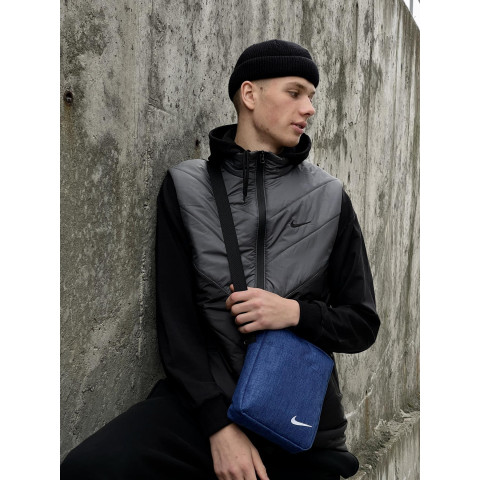 Барсетка синій меланж Nike з білим логотипом