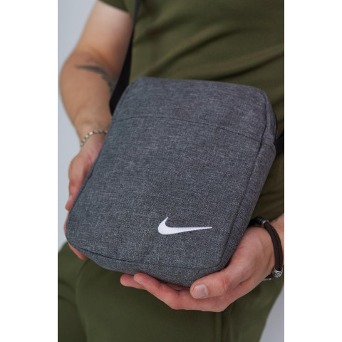 Барсетка сірий меланж Nike (біле лого)