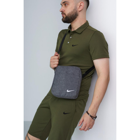 Барсетка сірий меланж Nike (біле лого)