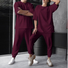 Костюм оверсайз бордо