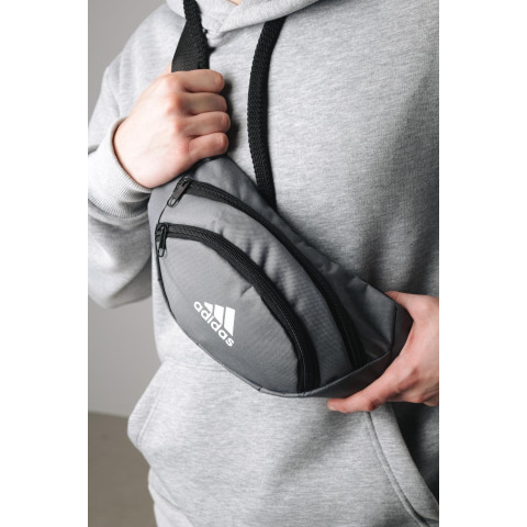 Бананка Adidas Сіра/ накатка біле маленьке лого