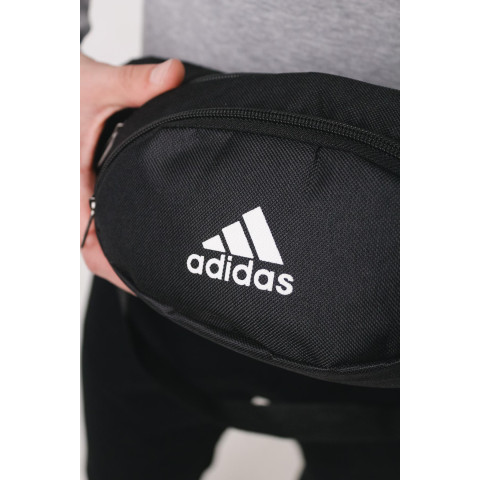 Бананка чорна adidas лого біле (маленька накатка)