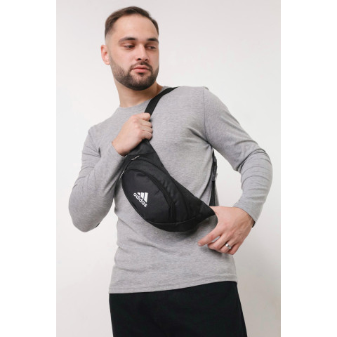 Бананка чорна adidas лого біле (маленька накатка)