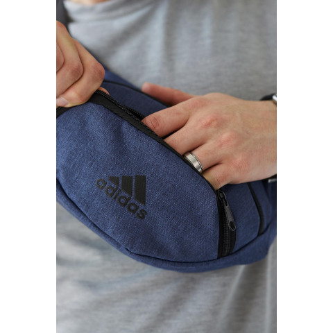 Бананка adidas синій меланж (лого чорне)