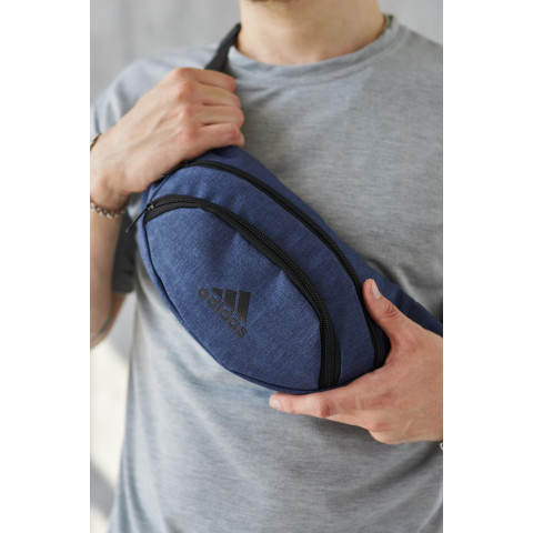 Бананка adidas синій меланж (лого чорне)