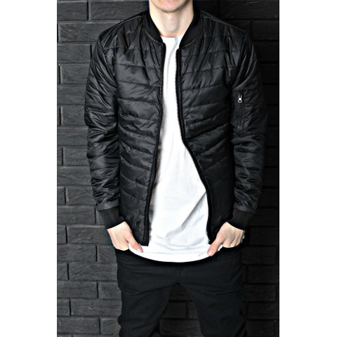 Бомбер черный на молнии